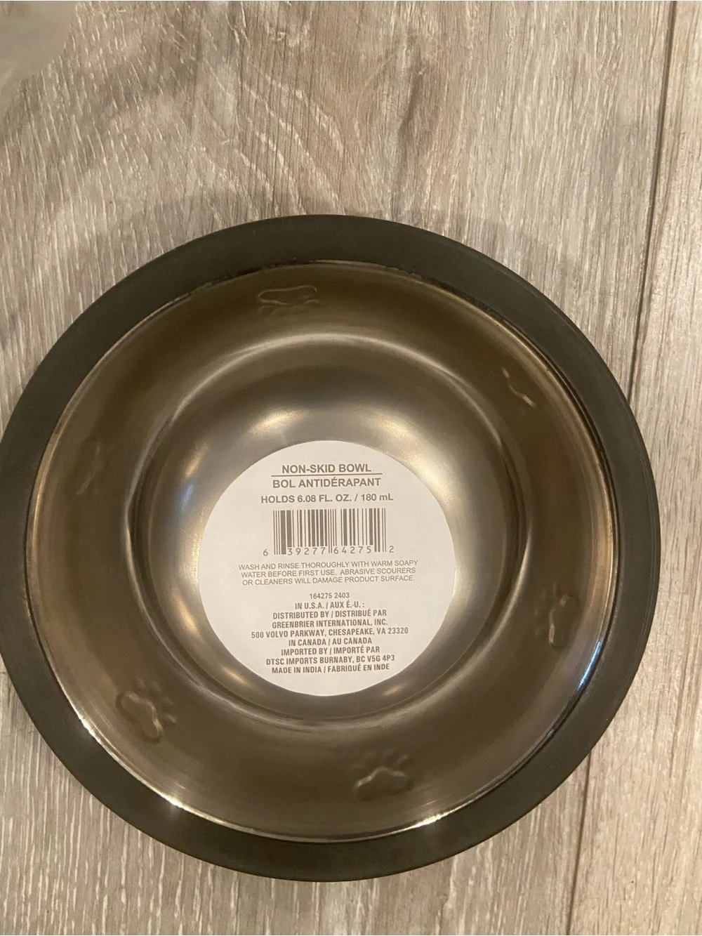 Stainless Steel Pet Bowl with Non-Slip Black Rim
